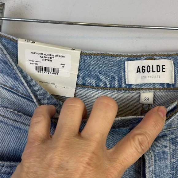 NWT Agolde Riley High Rise Straight Crop Jeans in Bitter Size 29 Cotton Stretch - Picture 15 of 16